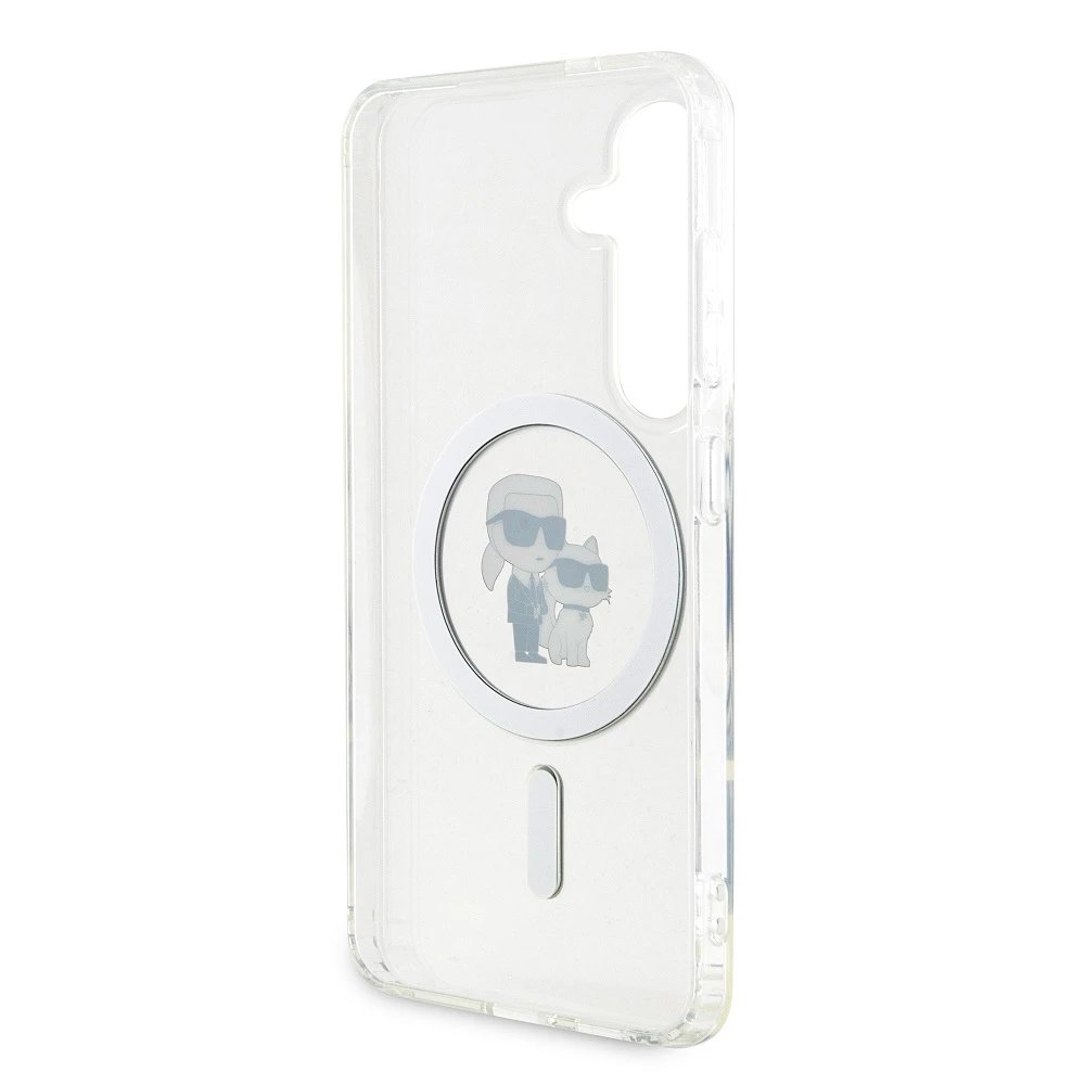 Калъф Karl Lagerfeld IML Glitter Karl and Choupette MagSafe Transparent KLHMS24SHGKCNOT за Samsung Galaxy S24