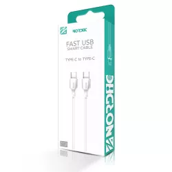      Кабел NORDIC 65W, Type-C - Type-C, 1 метър