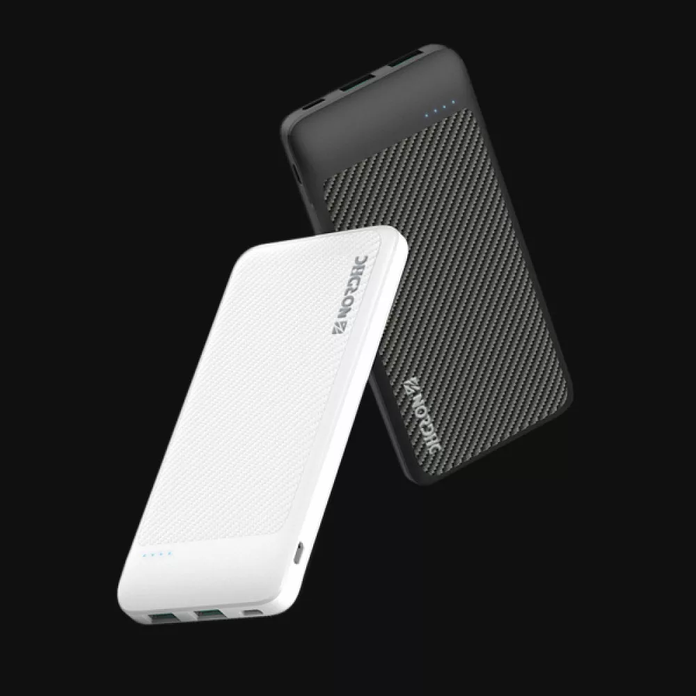 Външна батерия NORDIC Carbon Slim - 10 000 mAh, 18W, PD3, 2xQC3