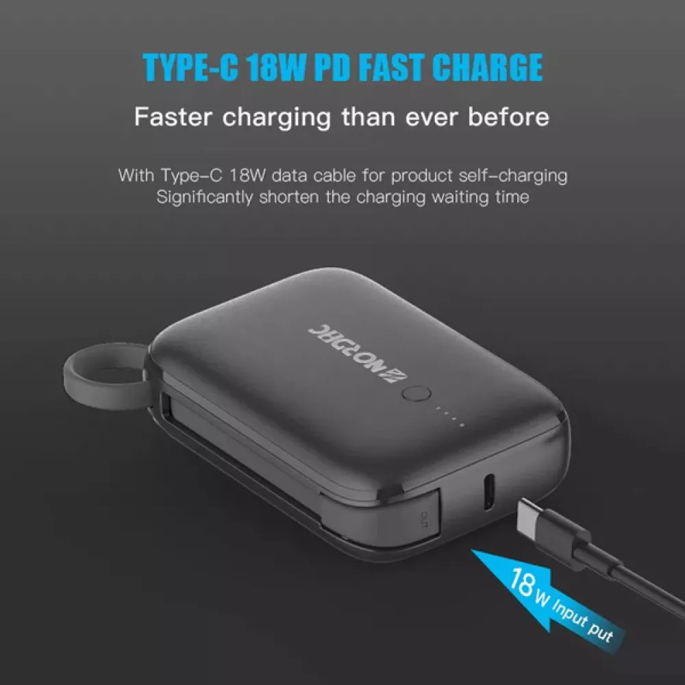 Външна батерия NORDIC Pocket - 10 000 mAh, 22.5W, PD3, QC3 + Type-C