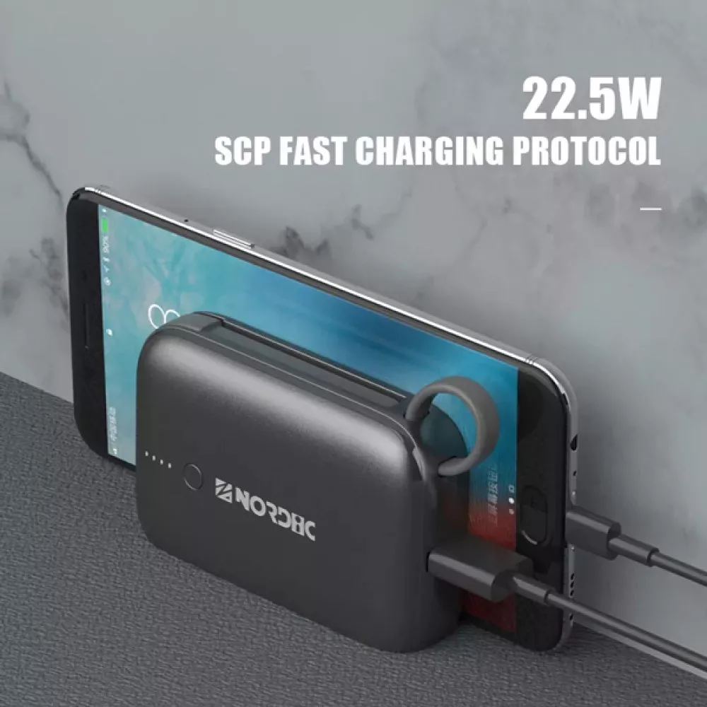 Външна батерия NORDIC Pocket - 10 000 mAh, 22.5W, PD3, QC3 + Type-C