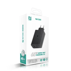 Зарядно устройство 220V NORDIC instinct 65W, 2xUSB-C, USB-A