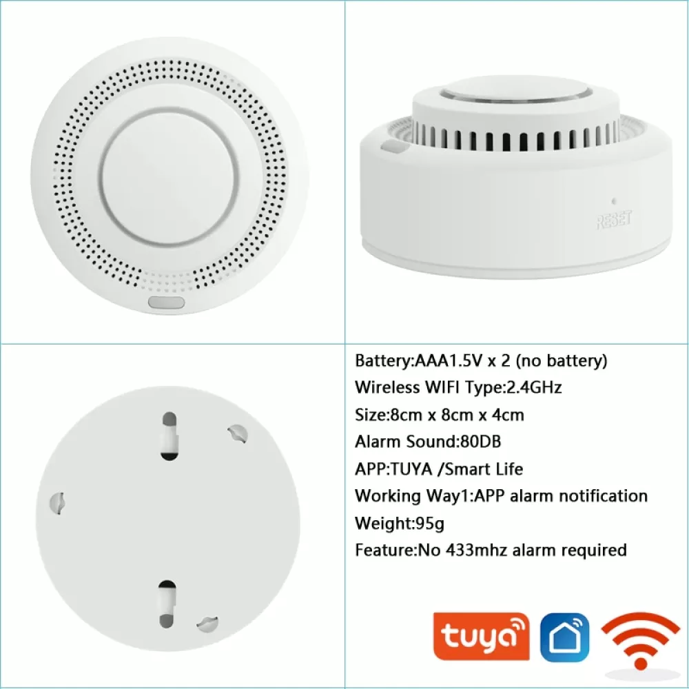 Смарт сензор за дим 3V, OEM - SMART Tuya Wifi