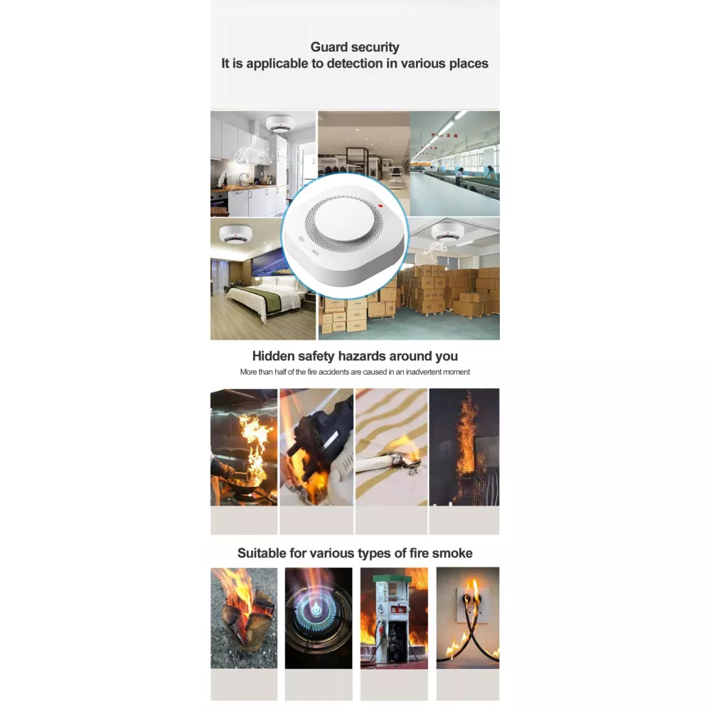 Смарт сензор за дим 9V, OEM - SMART Tuya Wifi