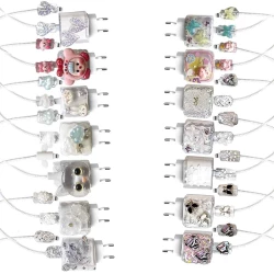 Силиконов калъф за зарядно и кабел Charger set Cuties (бял)