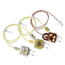 Силиконов калъф за зарядно и кабел Charger set Cuties (жълт)