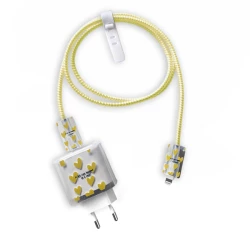 Силиконов калъф за зарядно и кабел Charger set Cuties (жълт)