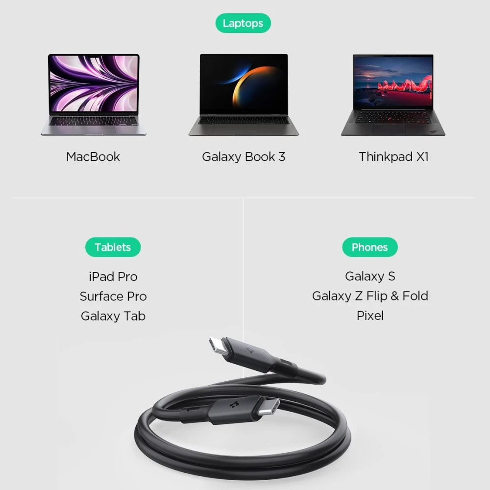   Кабел SPIGEN 240W, Type-C - Type-C, ARCWIRE PB2203 - ACA06840, 1.2 метра