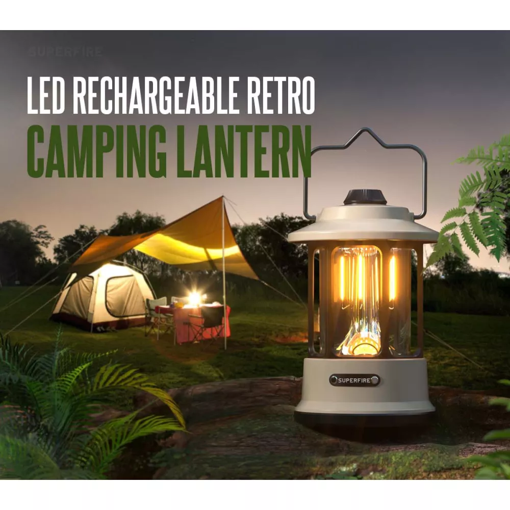 Къмпинг лампа + Външна батерия SUPERFIRE - T35, 220lm, USB