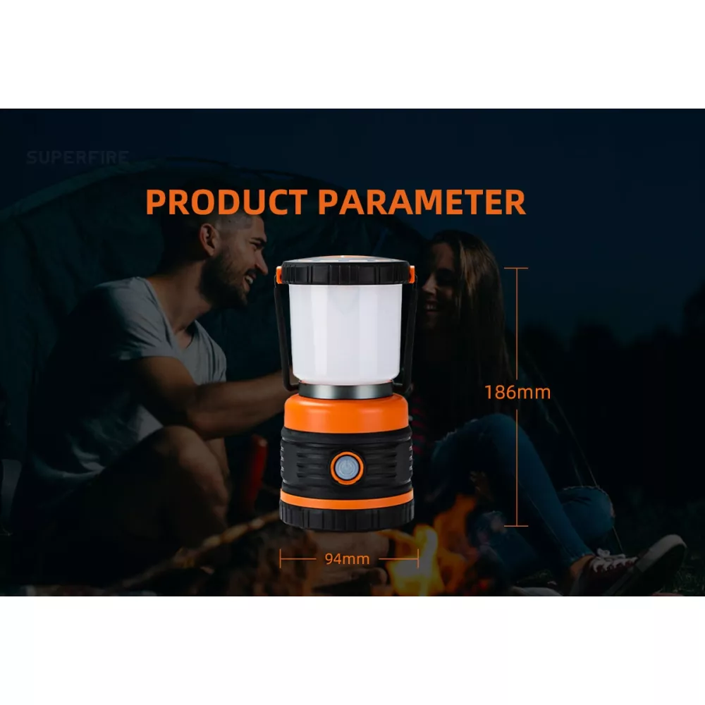 Къмпинг лампа SUPERFIRE - T39, 850lm, R20