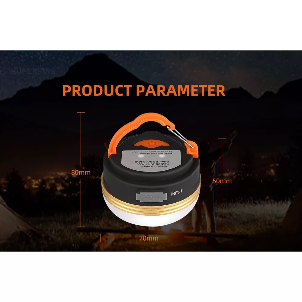 Къмпинг лампа + външна батерия SUPERFIRE - T60, 127lm, USB