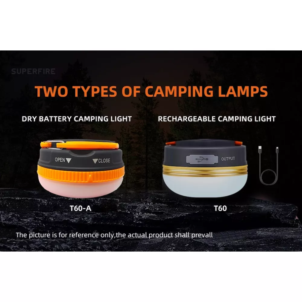 Къмпинг лампа SUPERFIRE - T60-A, 127lm, AAA