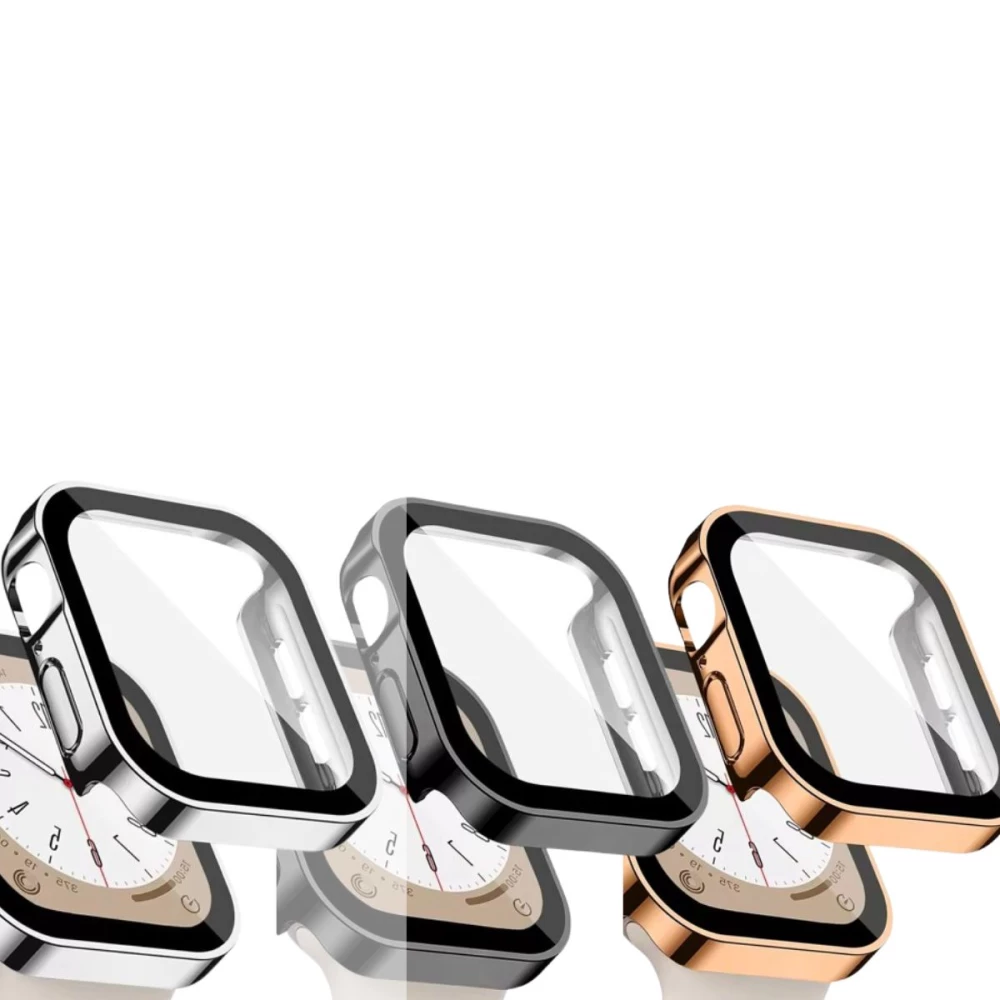 PC Plating Shell протектор + Tempered glass за Apple Series 7 45мм 