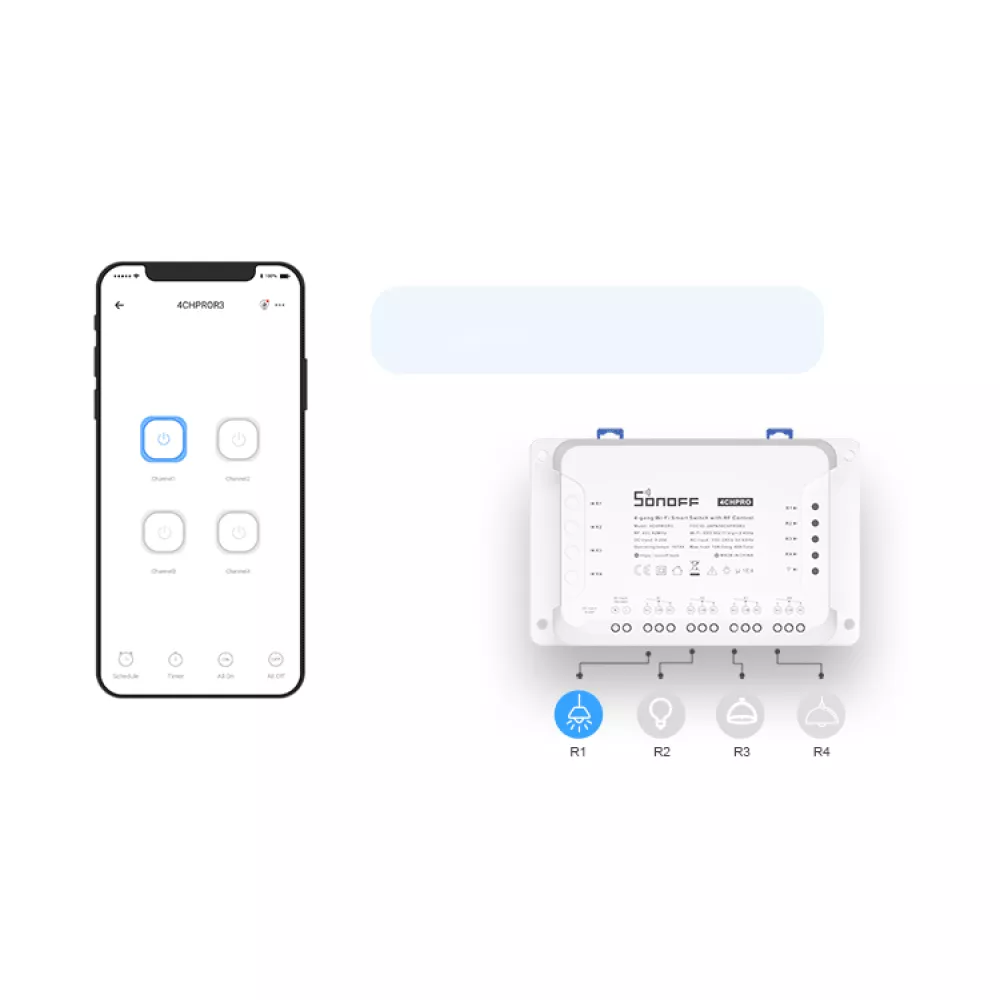 Интелигентен Превключвател SONOFF -  4CHPROR3,  4-канален