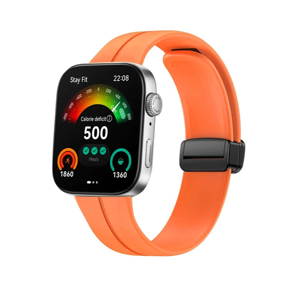 Силиконова каишка за смарт часовник Huawei Watch Fit 3 - Silicone Magnet Black Buckle