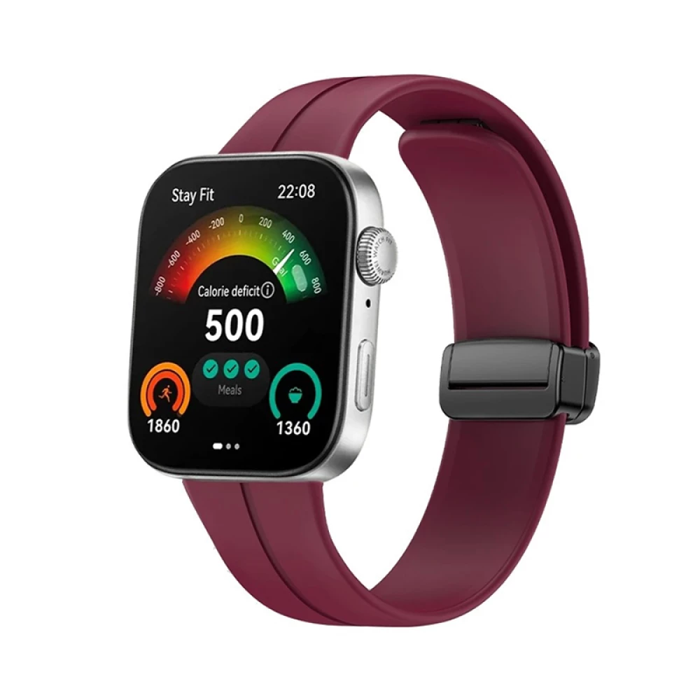 Силиконова каишка за смарт часовник Huawei Watch Fit 3 - Silicone Magnet Black Buckle