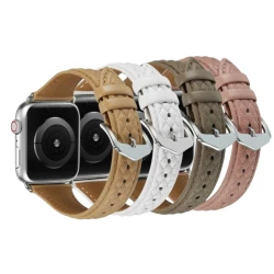 Кожена каишка за смарт часовник Apple iWatch Series 4 44мм - Leather Rhombic Pattern Strap