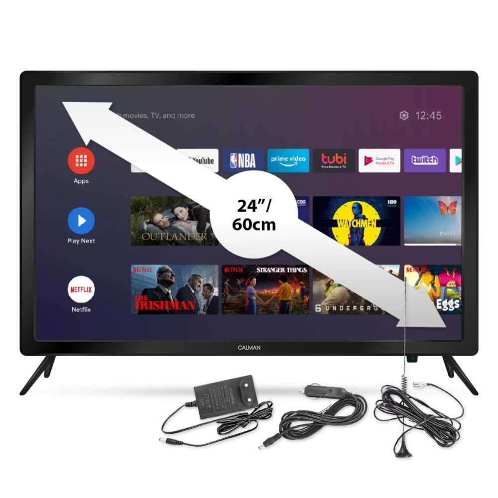 Смарт телевизор 12V / 220V CALMAN 24 инча,  Android 2 ГОДИНИ ГАРАНЦИЯ