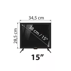    Телевизор 12V / 220V CALMAN 15 инча,  2 ГОДИНИ ГАРАНЦИЯ