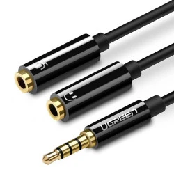 Aудио кабел / сплитер UGREEN AV141/30620 - 3.5mm Jack (мъжки) към 2x3.5mm Jack (женски), 0.2 метра