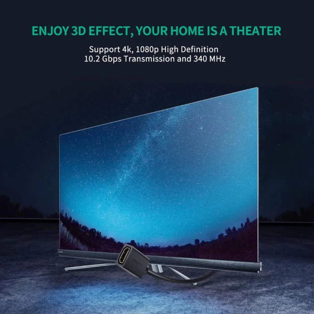 Преходник UGREEN HD107/10142 4K - HDMI (M) към HDMI (F), 2 метра