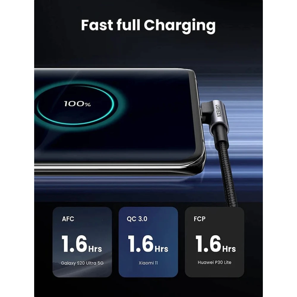 Кабел UGREEN 3A, USB-A - Type-C, US284/50942, 2 метра