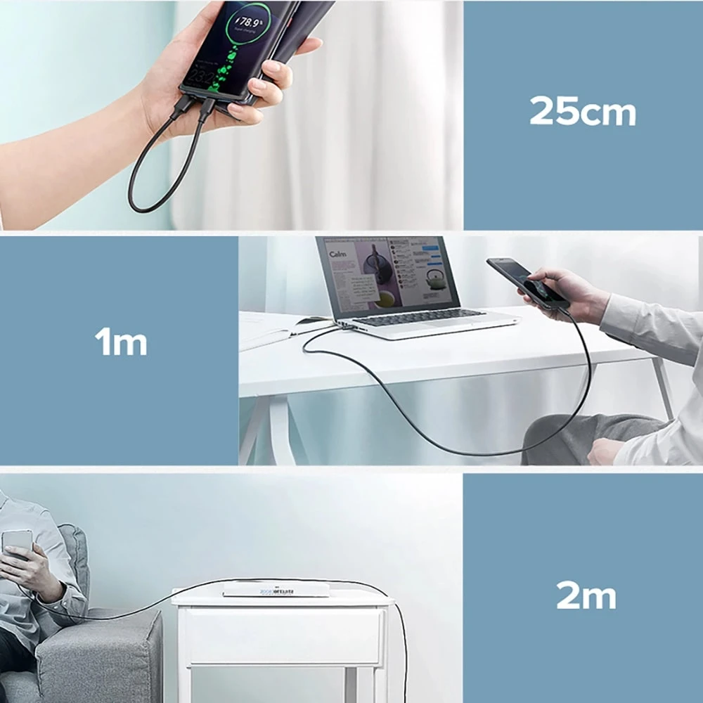 Кабел UGREEN 3A, USB-A - Type-C, US287/60117, 1.5 метра