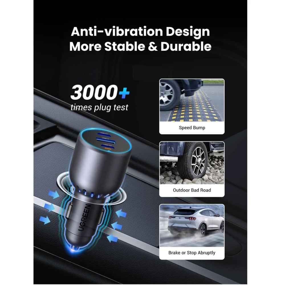 Зарядно за автомобил 12V UGREEN - EC703/35024 75W, USB-A, 2xUSB-C