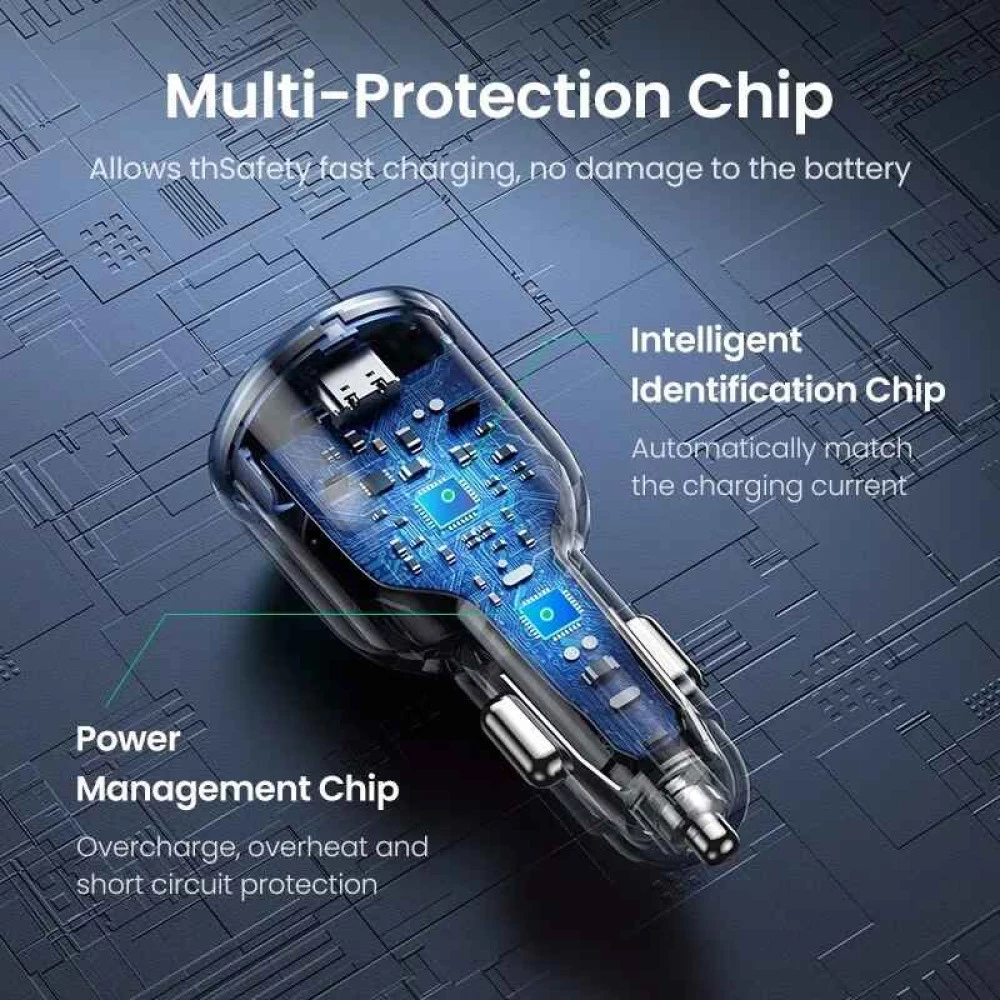 Зарядно за автомобил 12V UGREEN - EC705 / 35025, 130W, USB-A, 2xUSB-C