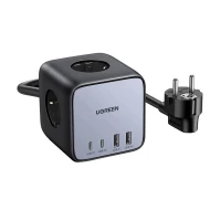 Зарядно устройство 220V и разклонител UGREEN CD268/60113, 65W, 2xUSB-A, 2xUSB-C, 2xAC, DigiNest Cube GaN