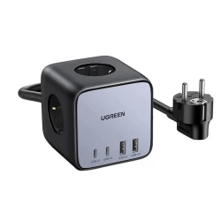 Зарядно устройство 220V и разклонител UGREEN CD268/60113, 65W, 2xUSB-A, 2xUSB-C, 2xAC, DigiNest Cube GaN