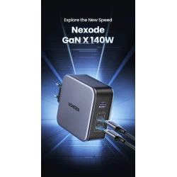 Зарядно устройство 220V UGREEN Nexode GaN - CD289/90549, 140W, USB-A, 2xUSB-C + кабел Type-C към Type-C