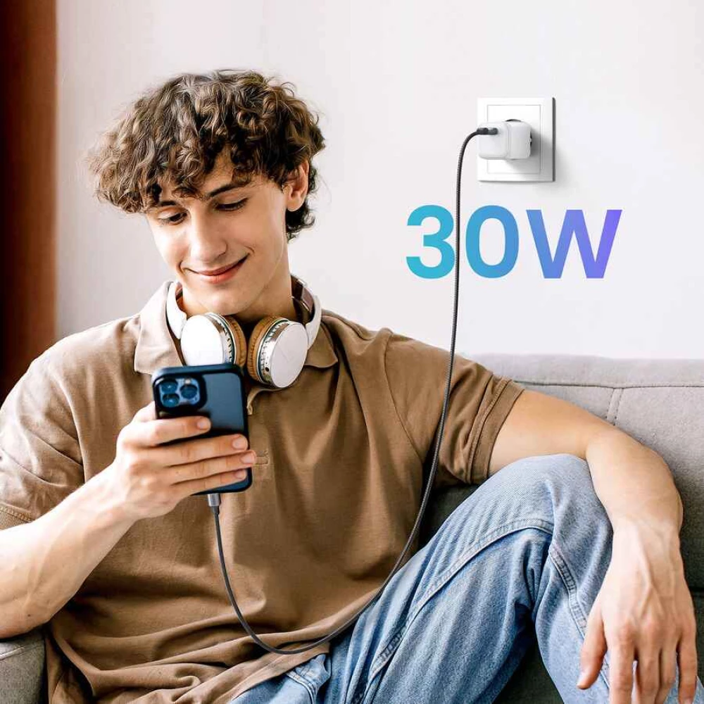 Зарядно устройство 220V UGREEN Nexode Mini GaN - CD319/15326, 30W, USB-C