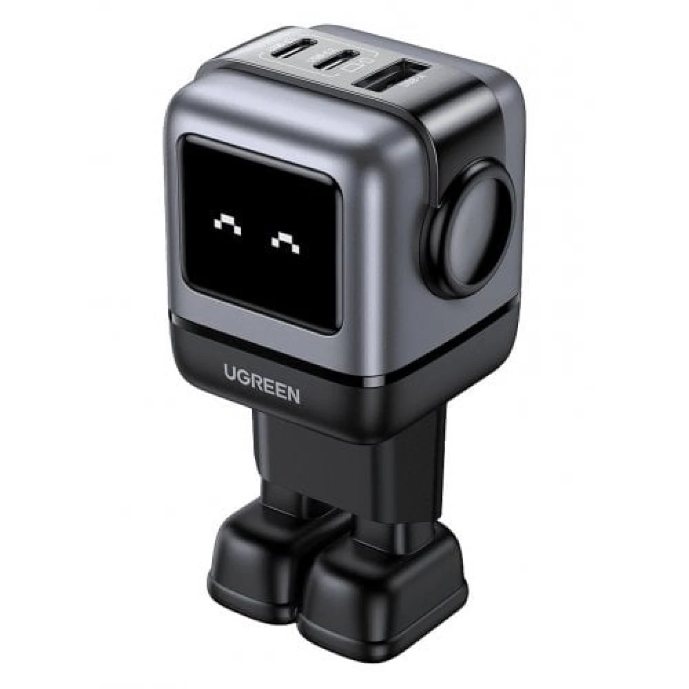 Зарядно устройство 220V UGREEN CD361/25685B, 65W, USB-A, 2xUSB-C, Nexode RG Robot GaN