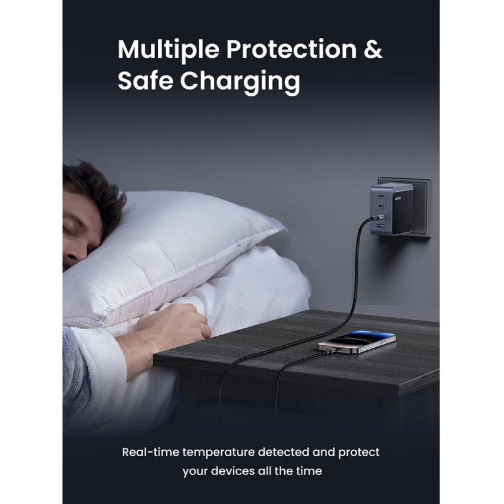 Зарядно устройство 220V UGREEN Nexode Air S GaN - X565/35043, 100W, USB-A, 3xUSB-C