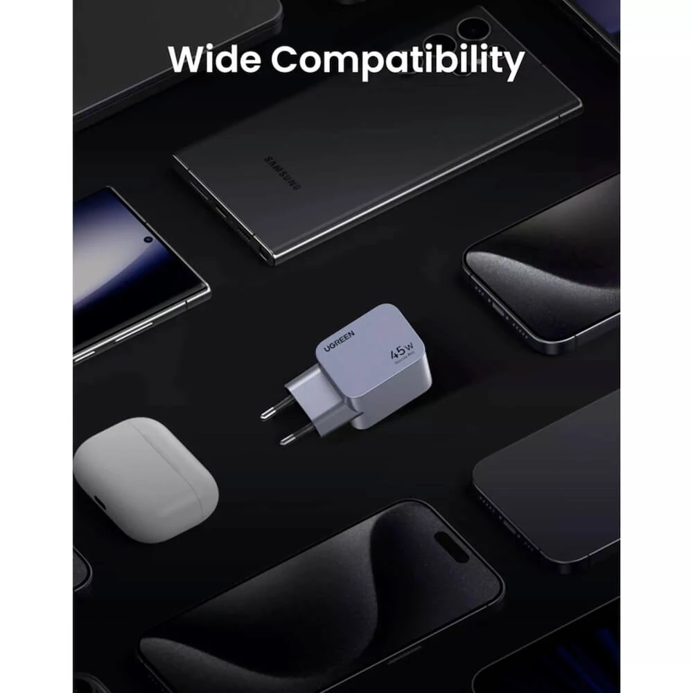 Зарядно устройство 220V UGREEN Nexode Pro GaN - X707/35008, 45W,  2xUSB-C