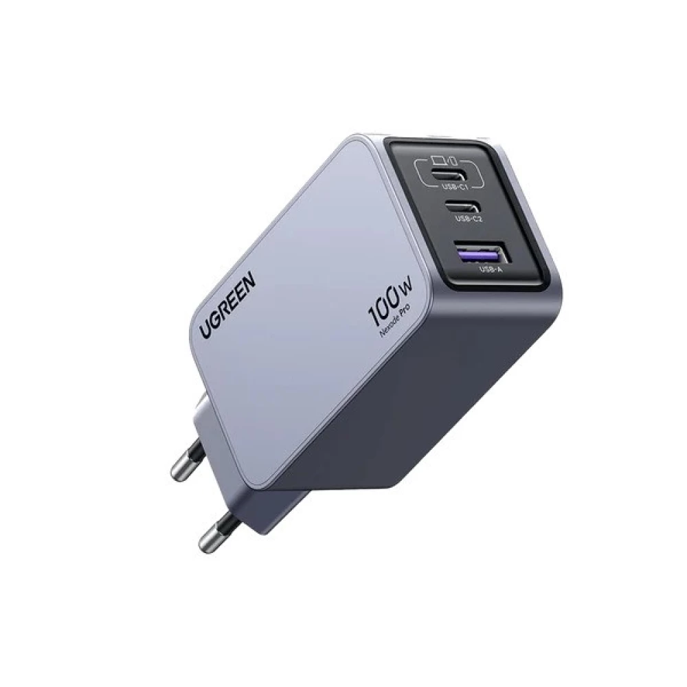 Зарядно устройство 220V UGREEN Nexode Pro GaN - X757/25874, 100W, USB-A, 2xUSB-C + кабел Type-C към Type-C