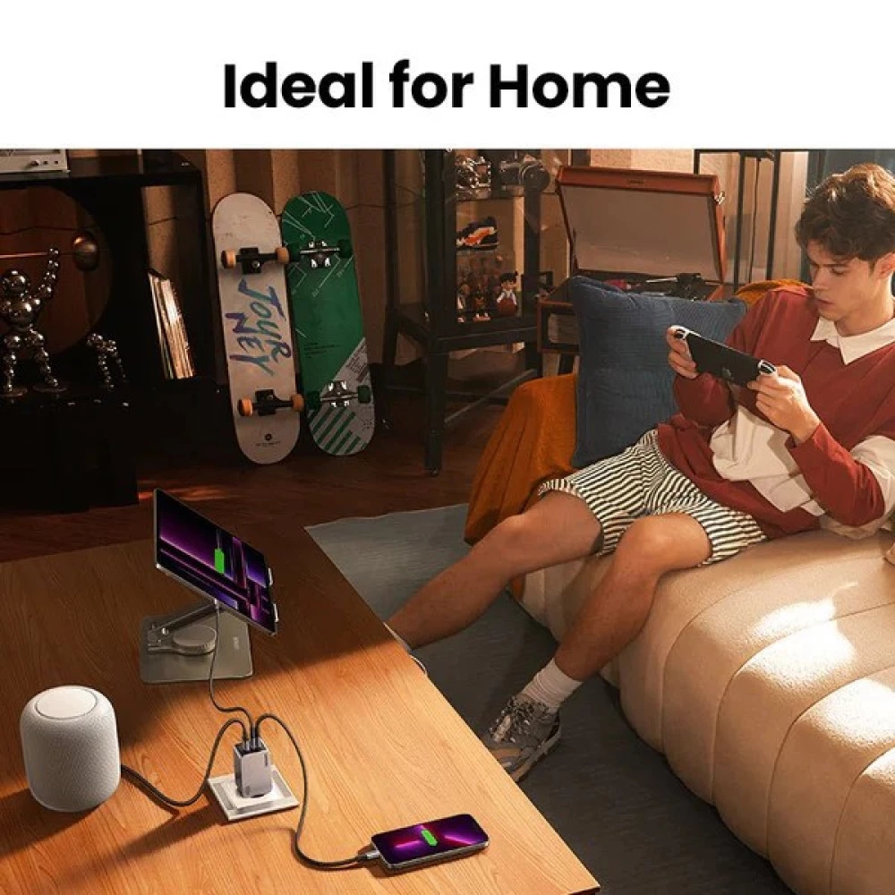 Зарядно устройство 220V UGREEN Nexode Pro GaN - X757/25874, 100W, USB-A, 2xUSB-C + кабел Type-C към Type-C