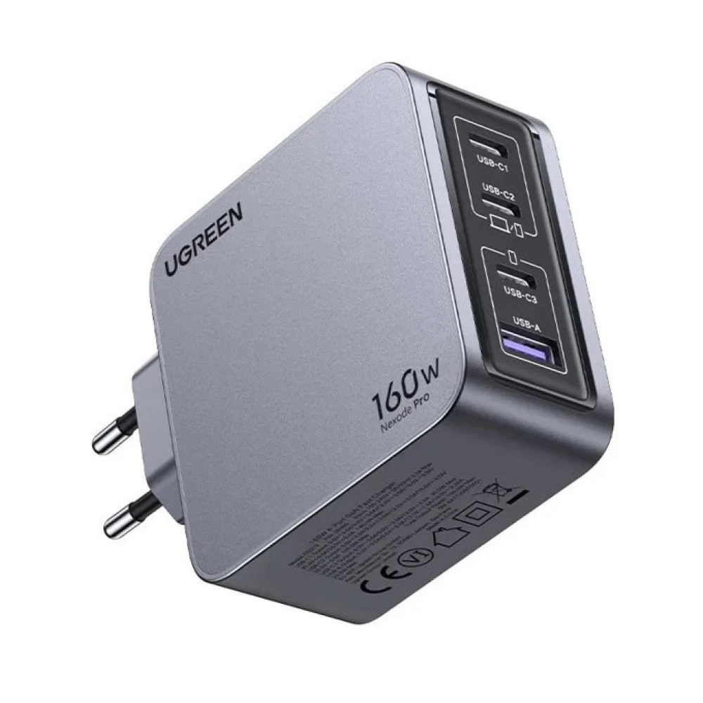 Зарядно устройство 220V UGREEN Nexode Pro GaN - X763/25877, 160W, USB-A, 3xUSB-C + кабел Type-C към Type-C