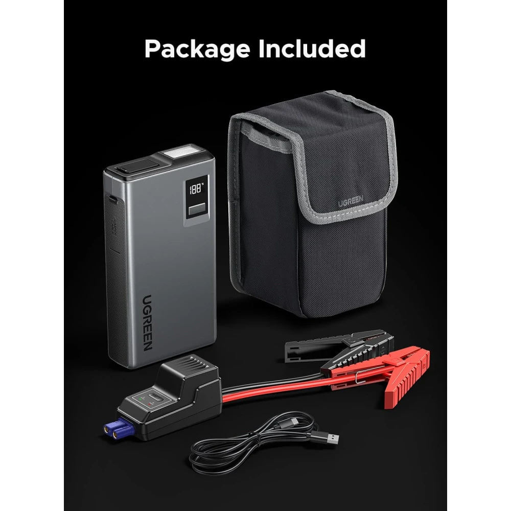 Стартер за автомобил и външна батерия UGREEN ES702/35977 - 12 000 mAh, 1000A + фенер