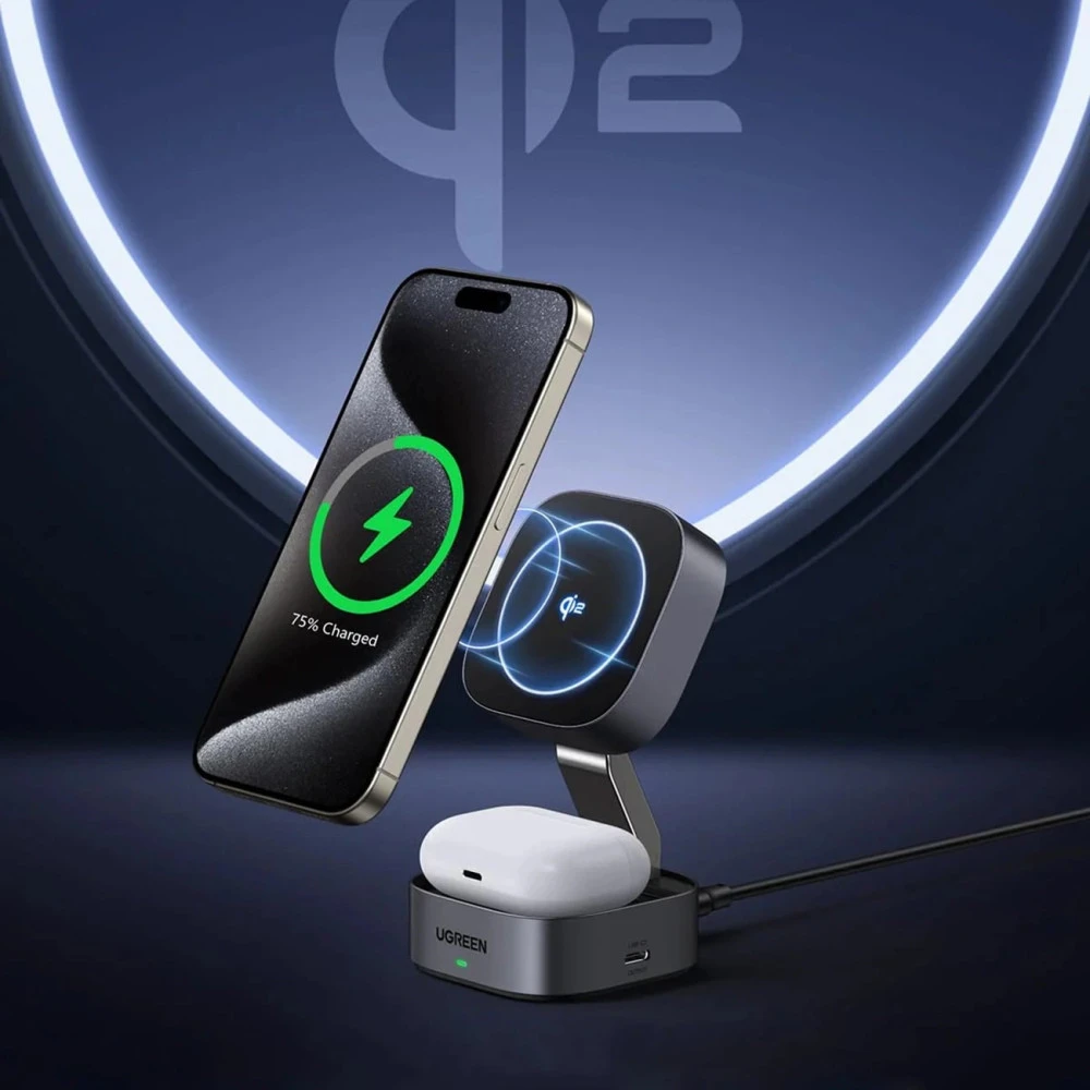 2-в-1 Холдер + Зарядна станция UGREEN Wireless Magnetic - W702/35316