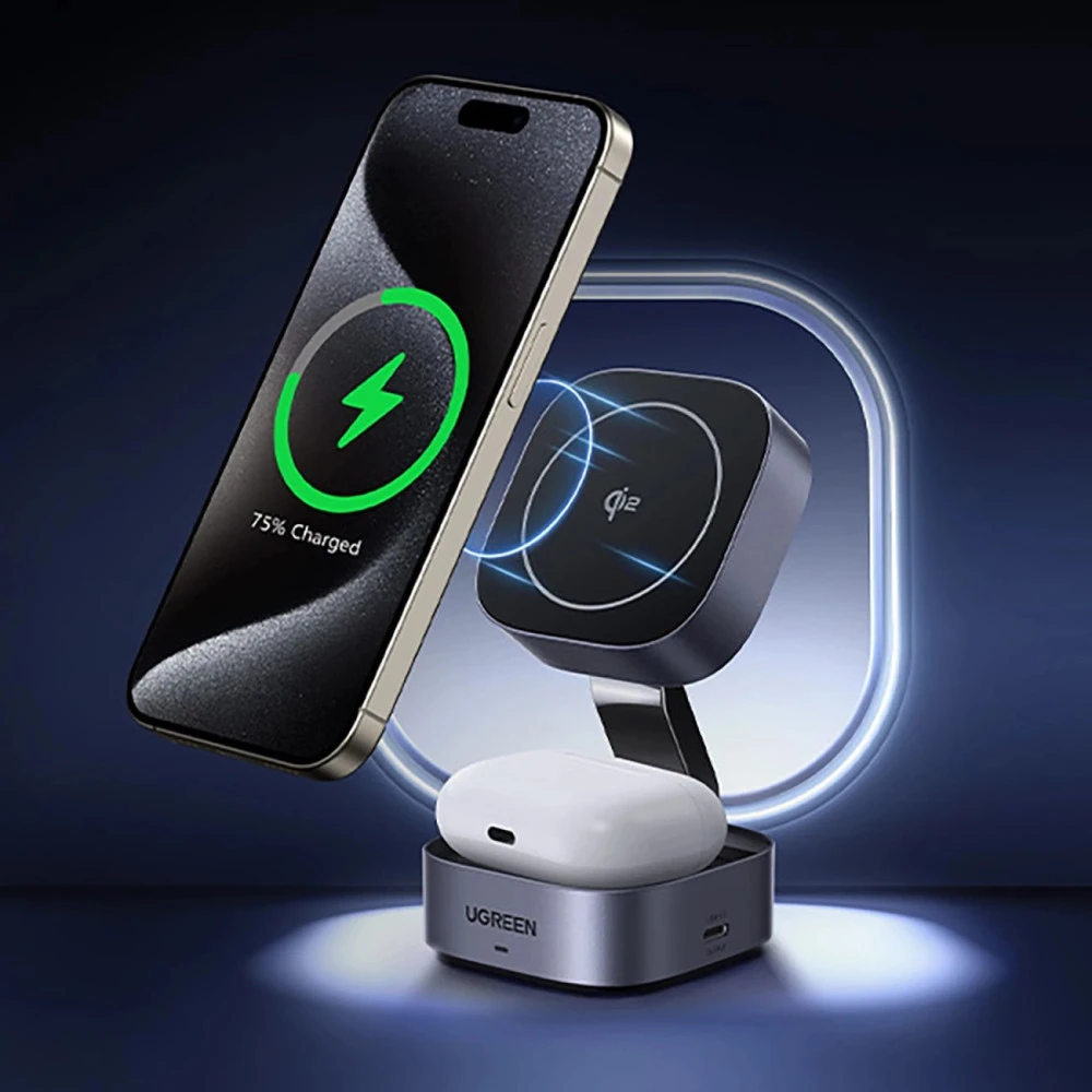 2-в-1 Холдер + Зарядна станция UGREEN Wireless Magnetic - W702/35316