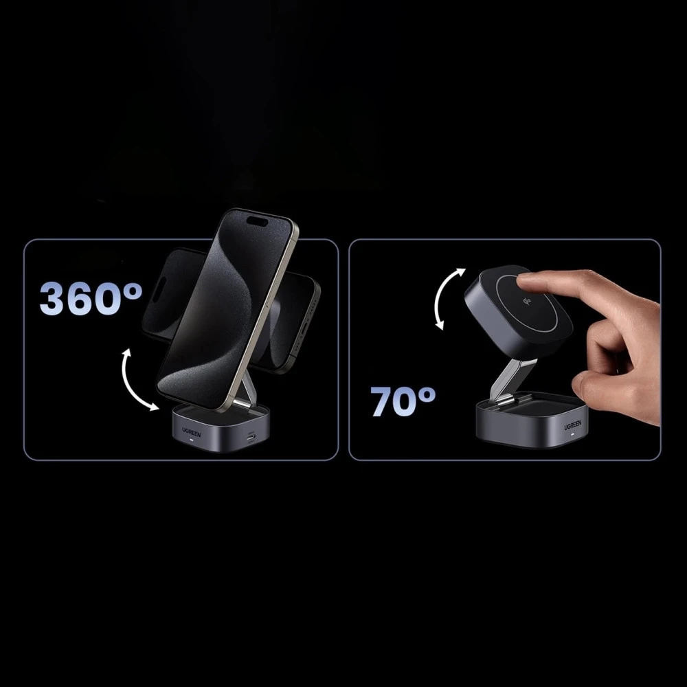 2-в-1 Холдер + Зарядна станция UGREEN Wireless Magnetic - W702/35316