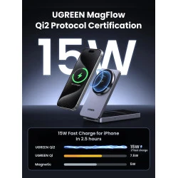 2-в-1 Холдер + Зарядна станция UGREEN Wireless Magnetic - W706/45023