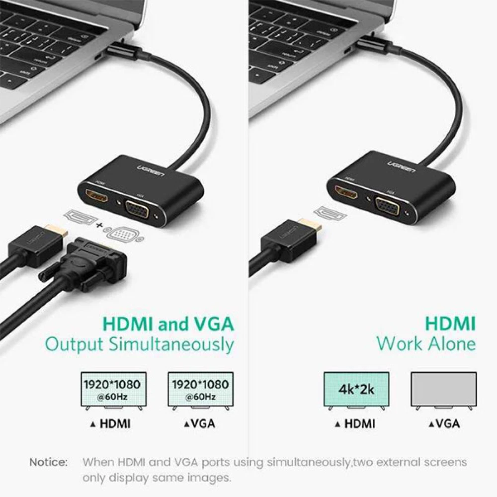 Адаптер UGREEN CM449/20518 от USB-A към HDMI, VGA