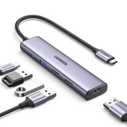 Мултифункционален хъб UGREEN Revodok CM478/15495 5в1 от Type-C към 3xUSB-A, USB-C, HDMI
