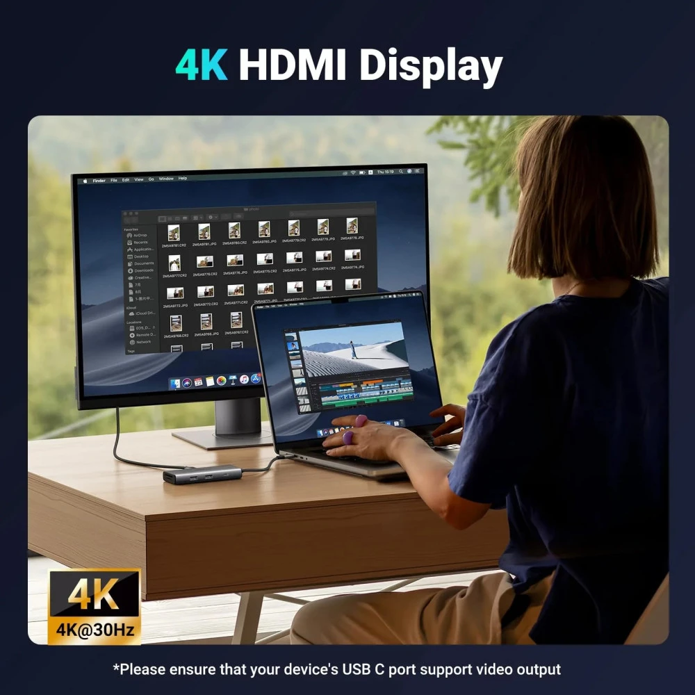 Хъб UGREEN Revodok Pro 107 CM498/15531 7в1 от Type-C към HDMI, 2xUSB-A, 2xUSB-C, SD card, MicroSD card