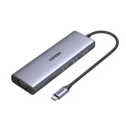 Хъб UGREEN Revodok Pro CM498/15600 9в1 от Type-C към 3xUSB-A, HDMI, VGA, RJ45, USB-C, SD card, TF (MicroSD) card