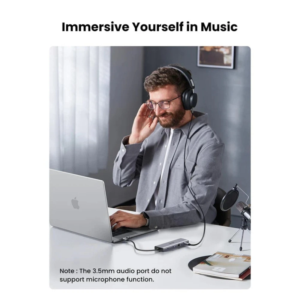 Хъб UGREEN Revodok CM498/15601 10в1 от Type-C към 3xUSB-A, USB-C, HDMI, VGA, RJ45, 3.5mm Jack, SD card, TF (MicroSD) card