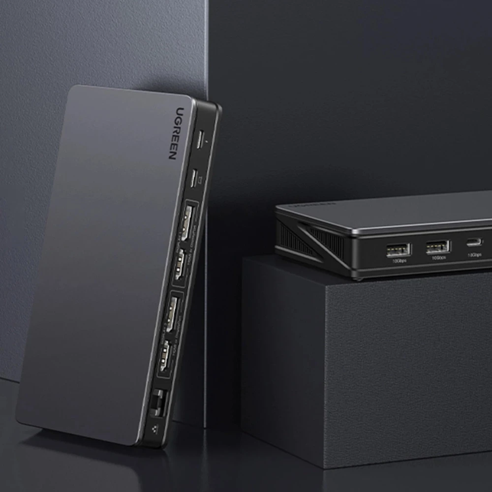 Мултифункционален хъб UGREEN Revodok Pro 209 CM615/90912 9в1 - 2xUSB-A, 2xUSB-C, 2xHDMI, 2xDisplayPort, RJ45 (LAN)
